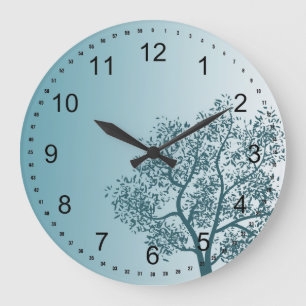 Grande Horloge Ronde Arbre turquoise