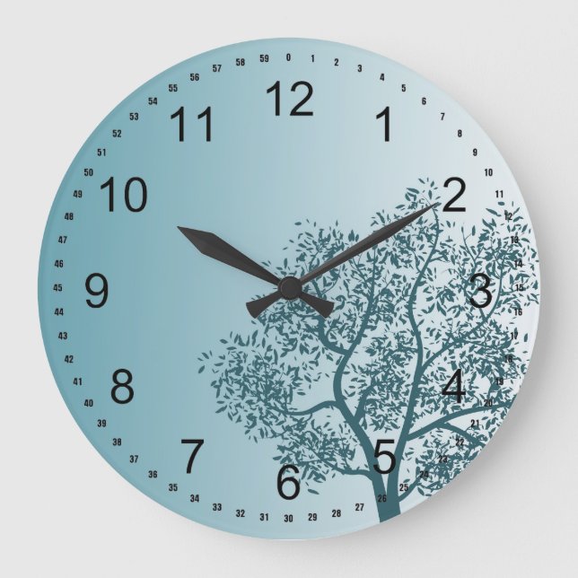 Grande Horloge Ronde Arbre turquoise (Recto)