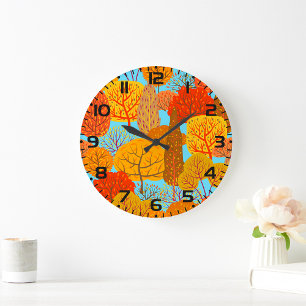 Grande Horloge Ronde Arbres d'automne