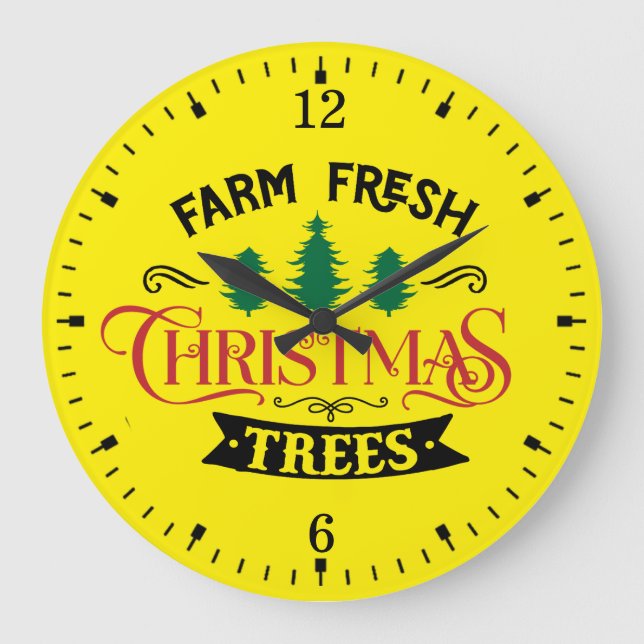 Grande Horloge Ronde Arbres de Noël frais de ferme Design-54394 (Recto)