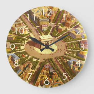 Grande Horloge Ronde Arc de Triomphe vintage, Paris, France Art de voya