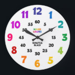 Grande Horloge Ronde Arc-en-ciel Apprendre à dire l'heure de l'enseigna<br><div class="desc">Cette horloge pour enfants brillante, audacieuse et colorée indique que les heures sont en couleur, tandis que les minutes sont en noir aidant votre enfant à apprendre à dire l'heure ! Cela fait un grand ajout à la salle de jeux pour enfants, à la classe, à la garderie, à l'école,...</div>