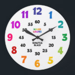Grande Horloge Ronde Arc-en-ciel Apprendre à dire l'heure de l'enseigna<br><div class="desc">Cette horloge pour enfants brillante, audacieuse et colorée indique que les heures sont en couleur, tandis que les minutes sont en noir aidant votre enfant à apprendre à dire l'heure ! Cela fait un grand ajout à la salle de jeux pour enfants, à la classe, à la garderie, à l'école,...</div>