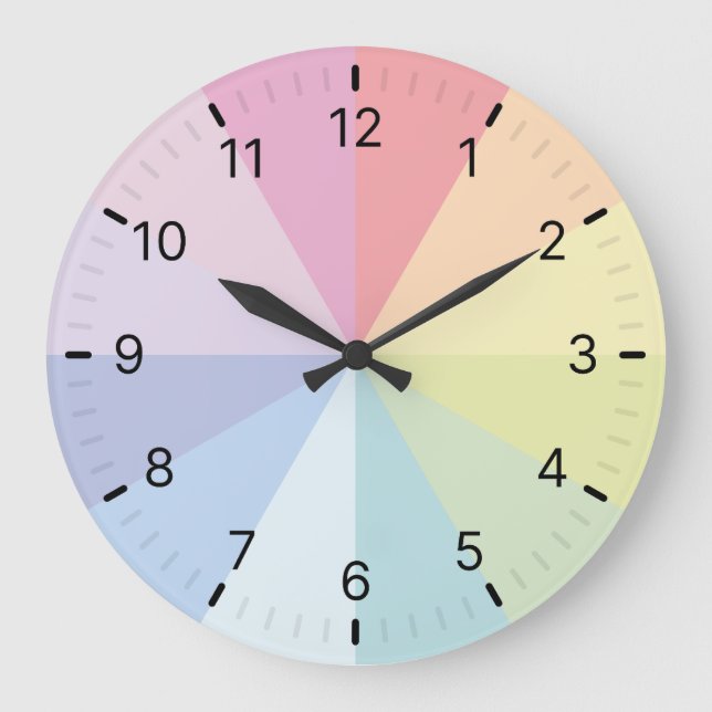 Grande Horloge Ronde Arc-en-ciel classique simple (Recto)