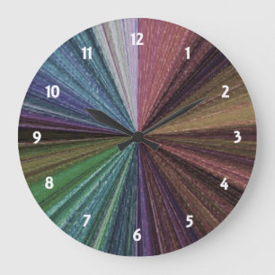 Grande Horloge Ronde Arc-en-ciel en terre rayé