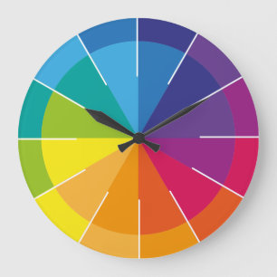 Grande Horloge Ronde Arc-en-ciel Puristique
