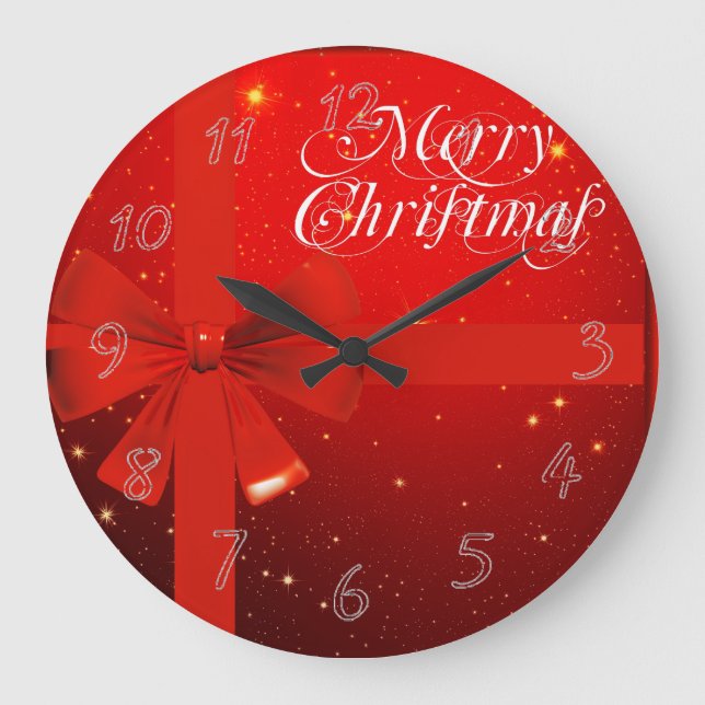 Grande Horloge Ronde Arc rouge de Noël (Recto)