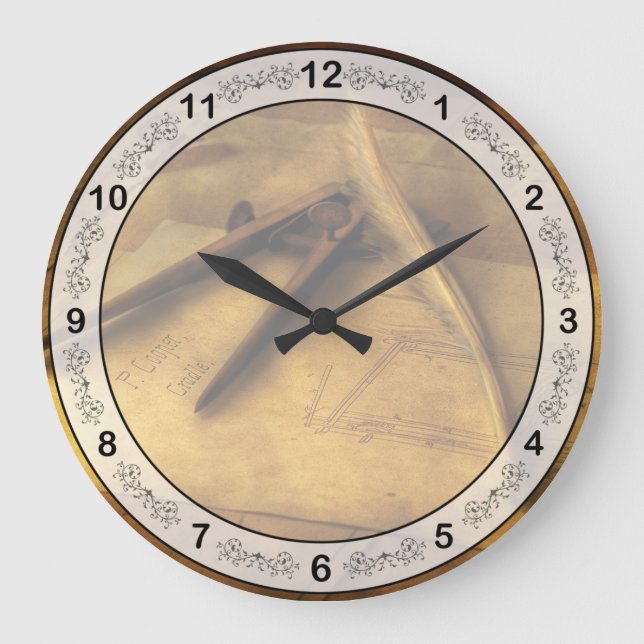 Grande Horloge Ronde Architecte - Le Dessinateur (Recto)