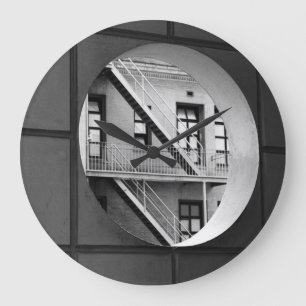 Grande Horloge Ronde Architecture Circle & Lignes Photo noir et blanc