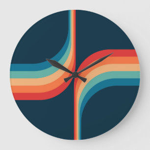 Grande Horloge Ronde Arcs colorés de style rétro