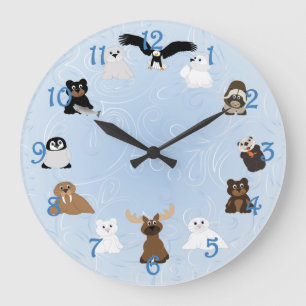 Grande Horloge Ronde Arctic Alaska Animals Large Clock