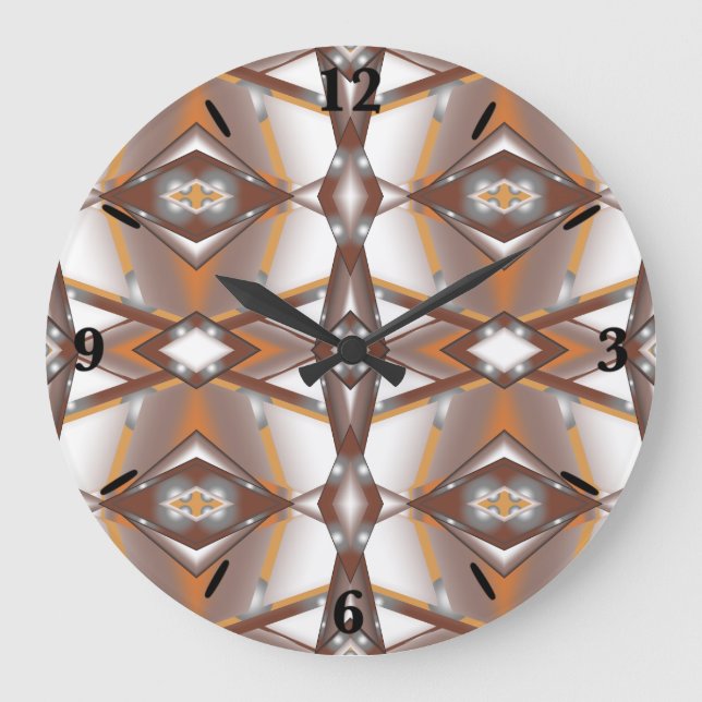 Grande Horloge Ronde Arête Jagged Concentré Terre Tone Ombre Art (Recto)