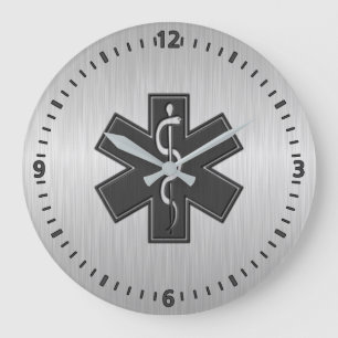 Grande Horloge Ronde Argent de l'infirmier EMT SME