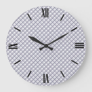 Grande Horloge Ronde Argent, look métallique, grille cloutée