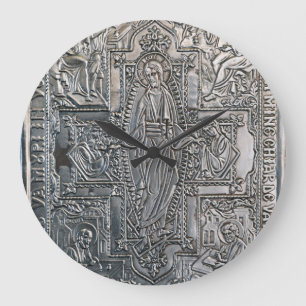 Grande Horloge Ronde argenté orthodoxe livre religieux décoration de mé