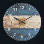 Grande Horloge Ronde Argentine Flag on Old Wood Grain<br><div class="desc">Argentine Flag on Old Wood Grain Feel free to modify the design according to your own preferences. You may change the design, orientation, background colors and size. Donc, vous êtes may add your own text, or slogan set its font font, and size, all in order to create the ultimate personal...</div>