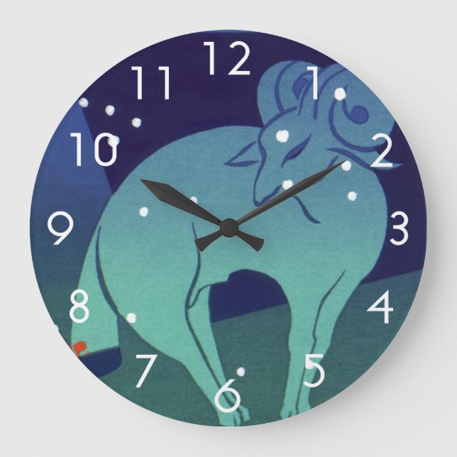 Grande Horloge Ronde Aries Ram Constellation, Astrologie Zodiaque Vinta (Recto)