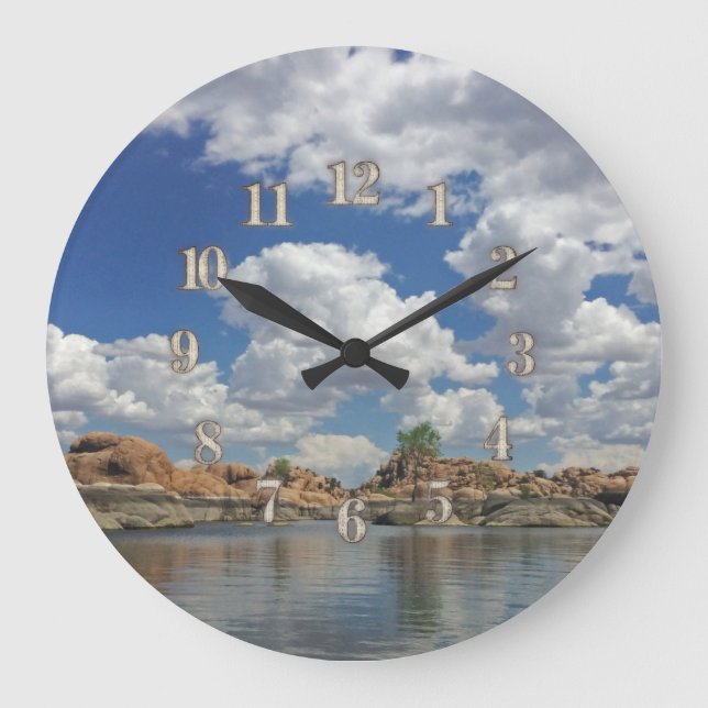 Grande Horloge Ronde Arizona Prescott Lake Paysage Photo Calme Eau (Recto)