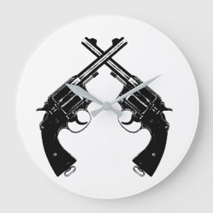 Grande Horloge Ronde Armes à feu Vintages en noir