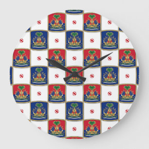 Grande Horloge Ronde Armoiries d'Haïti Motif Damier — Haïtien 