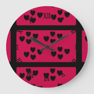 Grande Horloge Ronde arrière - plan à motifs cardiaques sur