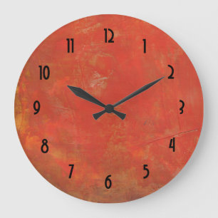 Grande Horloge Ronde Arrière - plan Abstrait de Grunge Texturé Rouge