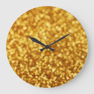 Grande Horloge Ronde Arrière - plan Abstrait Golden Light Bokeh