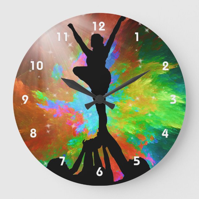 Grande Horloge Ronde Arrière - plan Colorburst avec Cheerleaders (Recto)