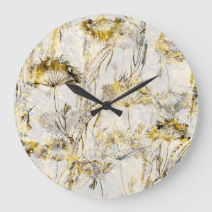 Grande Horloge Ronde arrière - plan d'aquarelle Abstraite : dandelion,