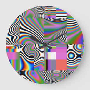 Grande Horloge Ronde Arrière - plan géométrique Abstrait numérique dyna