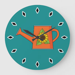 Grande Horloge Ronde Arrosage orange avec tournesol