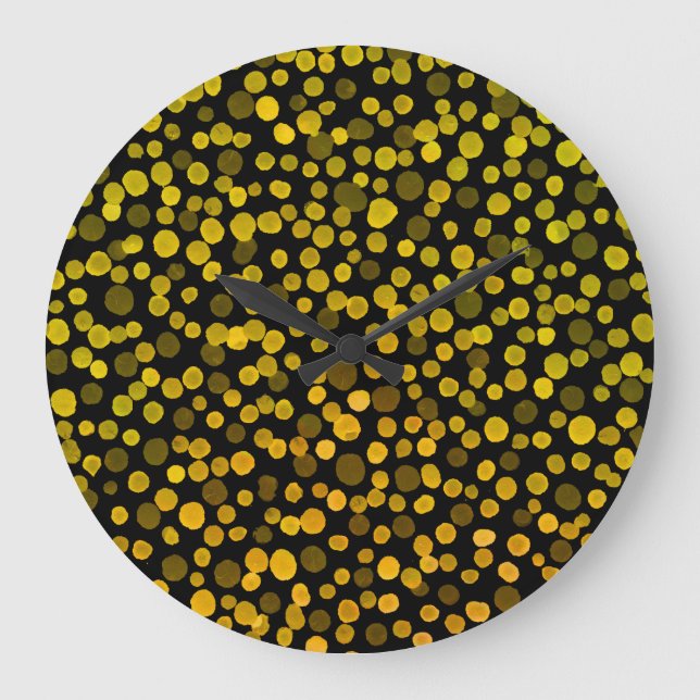 Grande Horloge Ronde Art Abstrait : Aquarelle Points Créatifs. (Recto)