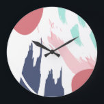 Grande Horloge Ronde Art Abstrait moderne<br><div class="desc">Brosse complexe et aquarelle dans une affiche. Parfait accent pour les maisons.</div>