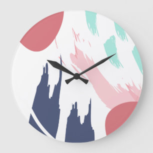 Grande Horloge Ronde Art Abstrait moderne