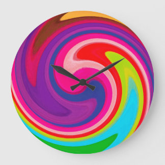 Grande Horloge Ronde Art Abstrait moderne Swirl