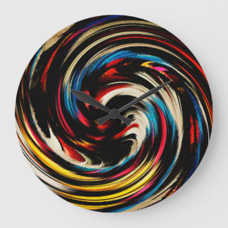Grande Horloge Ronde Art Abstrait moderne Swirl