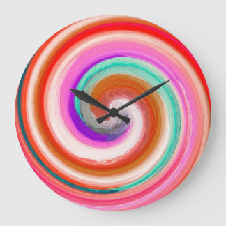 Grande Horloge Ronde Art Abstrait moderne Swirl #29