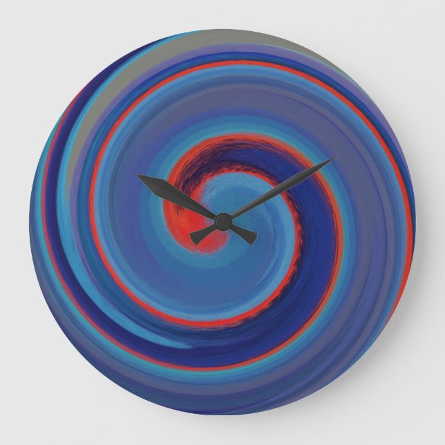 Grande Horloge Ronde Art Abstrait moderne Swirl #30 (Recto)