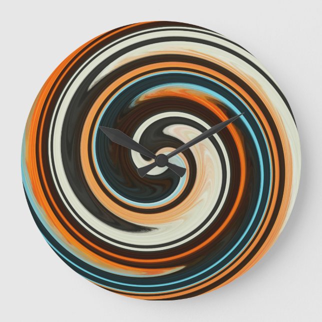 Grande Horloge Ronde Art Abstrait moderne Swirl #9 (Recto)