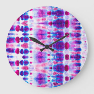 Grande Horloge Ronde Art Abstrait rouge vif jaune