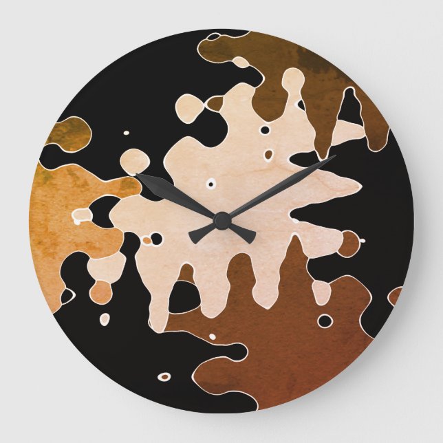 Grande Horloge Ronde Art Abstrait rustique (Recto)