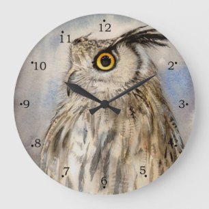 Grande Horloge Ronde Art animalier Grand-duc d'Europe