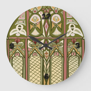 Grande Horloge Ronde Art & Artisanat vitrail inspiré horloge!