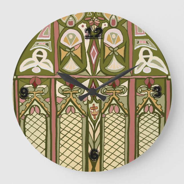 Grande Horloge Ronde Art & Artisanat vitrail inspiré horloge! (Recto)