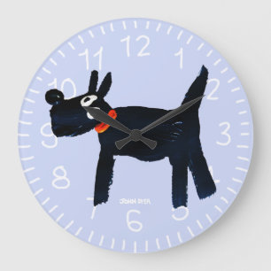 Grande Horloge Ronde Art Clock: John Dyer Scotty Dog