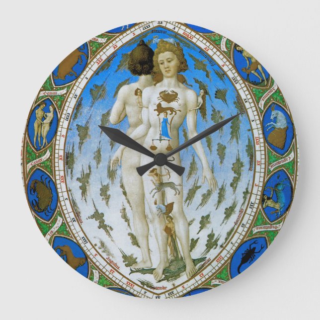 Grande Horloge Ronde Art Clock with Ancient Astonomy Astrology Image (Recto)