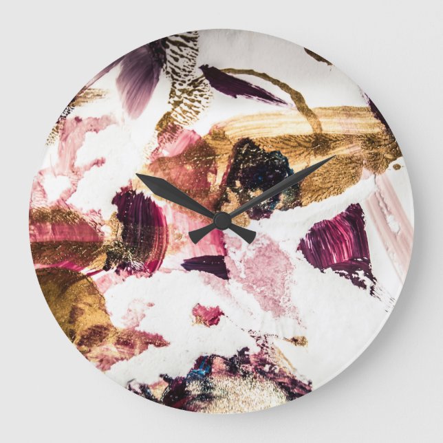 Grande Horloge Ronde Art créatif Abstrait Gold Sparkles (Recto)