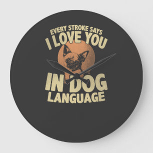 Grande Horloge Ronde Art de citation de chien d'amour d'empreinte de pa
