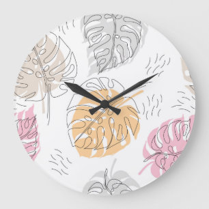 Grande Horloge Ronde Art de dessin de ligne de monstère exotique