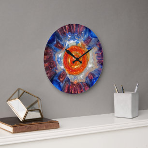 Grande Horloge Ronde Art de explosion Van Gogh élégant de verre Sun d